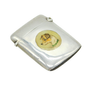 Victorian Sterling Silver & Enamel Jack Russell Terrier Vesta Case Antique