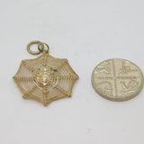 Sterling Silver Spider In Web Pendant Vintage c1970