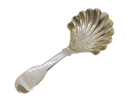 George IV Sterling Silver Shell Bowl Tea Caddy Spoon Antique 1830 Birmingham