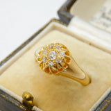 18ct Yellow Gold Diamond Set Daisy Cluster Ring Antique 1913 Birmingham