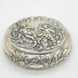 Victorian Sterling Silver Cherub Decorated Snuff Box Antique 1901 London