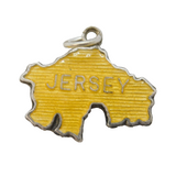 Sterling Silver Enamel Jersey Charm Pendant Vintage c1970s