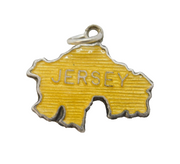 Sterling Silver Enamel Jersey Charm Pendant Vintage c1970s