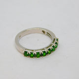 Sterling Silver 8 Green Tourmaline Half Eternity Ring Vintage c1990 Size Q 1/2
