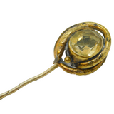 Victorian Rolled Gold & Citrine Set Floral Pattern Stick Pin Antique c1880s
