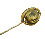 Victorian Rolled Gold & Citrine Set Floral Pattern Stick Pin Antique c1880s