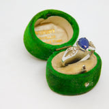 Sterling Silver Peardrop Sapphire & Spinel Ring Vintage c1970 Size P 1/2