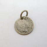 19th Century Swedish .87 Silver 10 Ore Coin Charm Pendant Antique 1857
