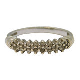9ct White Gold & Brilliant Cut Diamond Half-Eternity Ring Vintage c1990 London