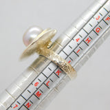 Sterling Silver Grey Pearl Stylised Shell Studio Ring Modern c2000 Size J 1/2
