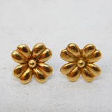 9ct Yellow Gold Four-Leaf Lucky Clover Stud Earrings Vintage 1959 London