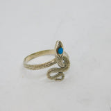Sterling Silver Textured Snake With Turquoise Dress Ring Vintage c1970 Size N