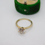 Sterling Silver Gilt Paste Set Ring Vintage c1970 Size P UK