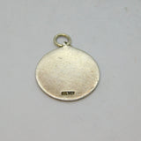 Sterling Silver Green Enamel St Christopher Travel Charm Pendant Vintage c1970s