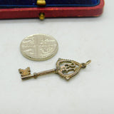 Sterling Silver Lucky 18th Birthday Key Charm Pendant Vintage c1970