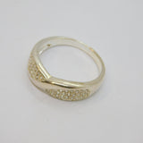 Sterling Silver Sparkling CZ Twist Front Dress Ring Vintage c1990 Size T 1/2
