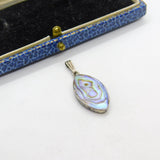 Sterling Silver Abalone Set Drop Charm Pendant Vintage c1970