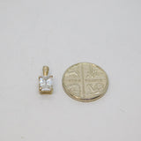 Sterling Silver Minimalist CZ Rectangle Charm Pendant Contemporary c2000s