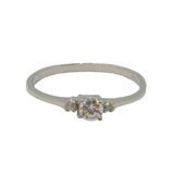 Sterling Silver 3 Stone Spinel Stacking Band Dress Ring Modern c1990 Size M 1/2