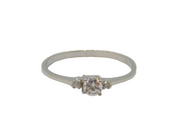 Sterling Silver 3 Stone Spinel Stacking Band Dress Ring Modern c1990 Size M 1/2