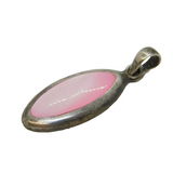 Sterling Silver Pink Mother of Pearl Charm Pendant Vintage c1970s