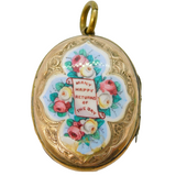 Victorian 9ct Gold Back & Front, Enamel 'Many Happy Returns' Locket Antique