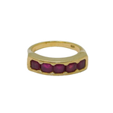 Sterling Silver Gilt 5 Ruby Half Eternity Band Ring Vintage c1970 Size O
