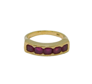 Sterling Silver Gilt 5 Ruby Half Eternity Band Ring Vintage c1970 Size O