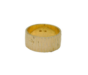 Gold On Sterling Silver Italian Textured Wide Band Ring Vintage c1970 Size M 1/2