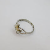 Sterling Silver Triple Marquise Opal Dress Ring Contemporary c1990 Size N 1/2
