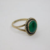 Sterling Silver Cabochon Malachite Studio Style Dress Ring Vintage c1970 Size O