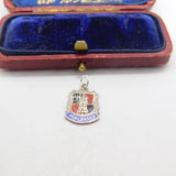 Sterling Silver & Enamel Worcester Shield Charm Pendant Vintage c1970