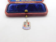 Sterling Silver & Enamel Worcester Shield Charm Pendant Vintage c1970