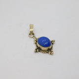 Sterling Silver Blue Hardstone Cabochon Drop Charm Pendant Vintage c1970