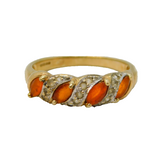 9ct Yellow Gold, Orange Topaz & Spinel Dress Ring Vintage 2006 Birmingham