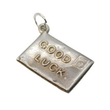 Sterling Silver Good Luck Envelope Charm Pendant Vintage c1970s