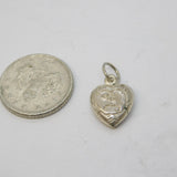 Sterling Silver Puffy Heart Charm Pendant Vintage c1970