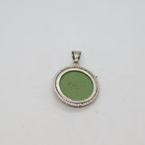 Sterling Silver Wedgwood Green Jasperware Cameo Charm Pendant Vintage c1970s