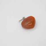 Sterling Silver Carved Carnelian Small Heart Form Charm Pendant Vintage c1970s