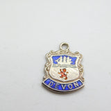 Sterling Silver and Enamel 'Devon' Travel Shield Charm Pendant Vintage c1970