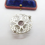 Scottish Silver Plated Amethyst Set Celtic Twist Kilt Brooch Vintage c1980