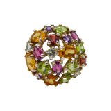 Sterling Silver Multi-Colour Gemstone Cluster Cocktail Ring Vintage c1990 Size R