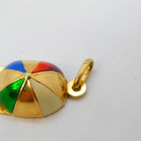 9ct Yellow Gold & Colourful Enamel Jocket Cap Charm Pendant Vintage c1970s