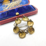 Ethnic Style Sterling Silver & Brass Rattling Disc Form Brooch Antique c1940
