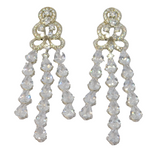 Pair of Large Sterling Silver Crystal Set Sparkling Statement Earrings Vintage