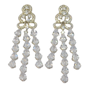 Pair of Large Sterling Silver Crystal Set Sparkling Statement Earrings Vintage