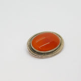 Sterling Silver Cabochon Carnelian Agate Oval Brooch Pin Modern 1995 Birmingham