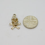 Sterling Silver Skull & Crossbones Charm Pendant Vintage c1970s