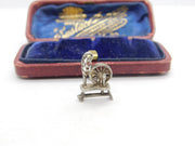 Sterling Silver Spinning Wheel Charm Pendant Vintage c1970