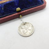 Sterling Silver George V Threepence Coin Charm Pendant Antique 1918 Art Deco